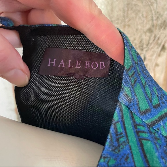 Hale Bob designer cold shoulder blue green detail dress - Picture 9 of 12